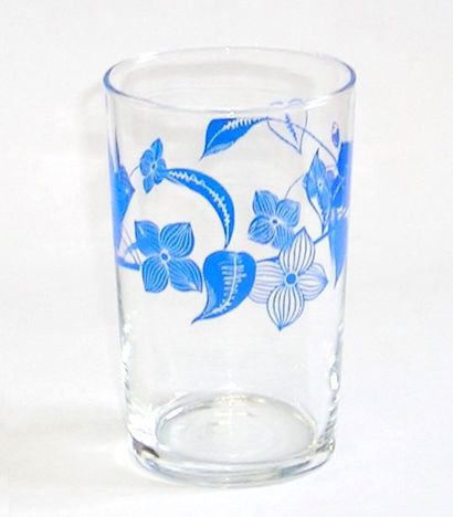 昭和レトロ アデリア ブルー花柄コップ【通販 タンブラー ガラス食器