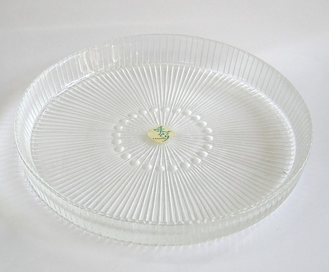 昭和レトロ カメイガラス 花帆立 手づくりガラス大皿回転オードブル