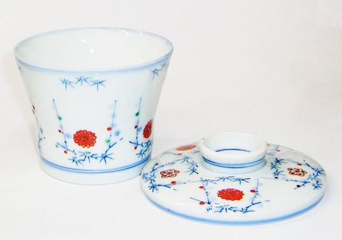 昭和レトロ　杵型むし碗【通販　小花　蒸し碗　茶碗蒸し　食器】山口陶器店19041603