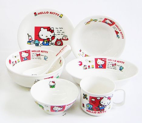 ハローキティ陶器食器Bセット（7種類）【特価 子ども食器 通販 販売