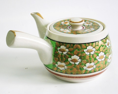 昭和レトロ　九谷焼　手描き高級急須　陶器食器