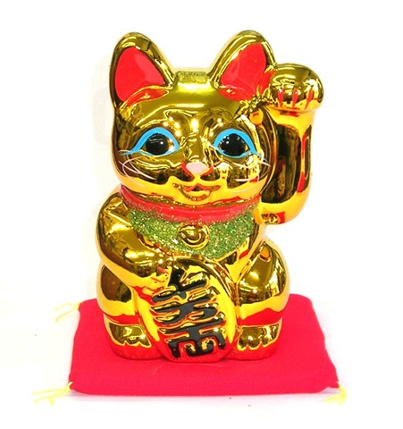 常滑焼　貯金箱　黄金小判猫　招き猫　