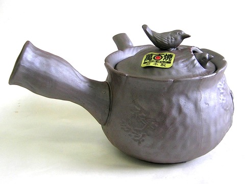 萬古焼　鳥飛び出し急須（平網茶こし）220cc【通販/記念品/茶器/日本茶/ばんこ焼/万古焼/開運急須/伝統工芸品/特価】山口陶器店18-724