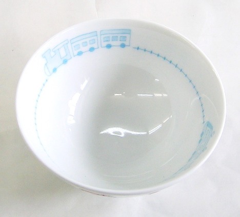 風景　列車　陶器のご飯茶碗
