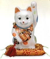 九谷焼　打ち出の小槌持ち招き猫　左手上げ　特価　通販