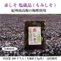 もみしそ 赤紫蘇塩蔵品500g 生梅約2キロ用 紀州南高梅梅酢使用