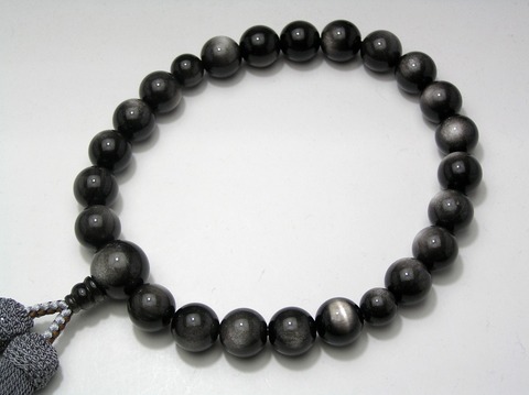 片手念珠 シルバーオブシディアン 22玉