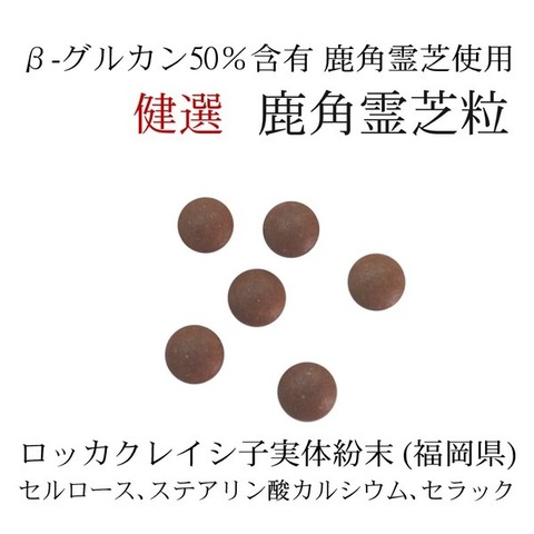 国産 健選 鹿角霊芝粒 -ロッカクレイシ粒- 275mg×120粒 ベータ-グルカン50％含有
