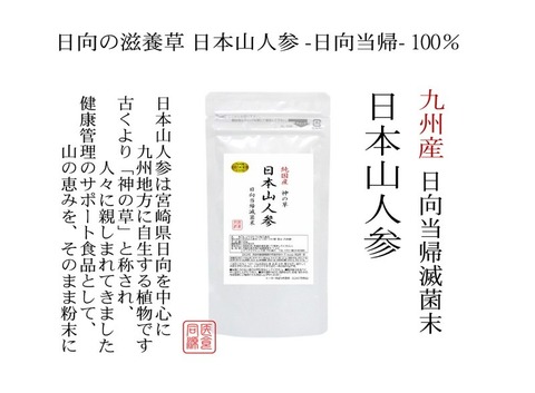 純国産 日本山人参粉末 - 日向当帰 - 60g  ヒュウガトウキ　 殺菌粉末