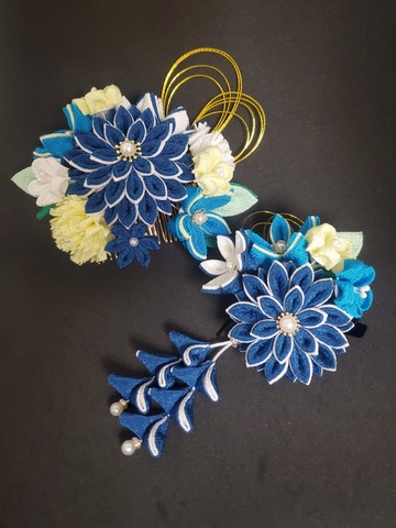 620番　西陣織リボンとつまみ細工の髪飾り 620番 西陣織リボンとつまみ細工の髪飾り