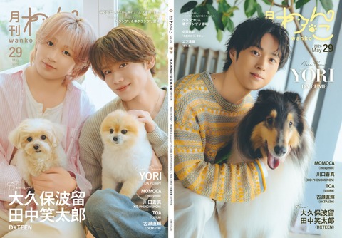 月刊わんこvol.29　表紙巻頭特集：大久保波留・田中笑太郎（DXTEEN） ／裏表紙：YORI（DA PUMP）