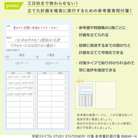 STUDY STATIONERY 付箋 参考書計画付箋