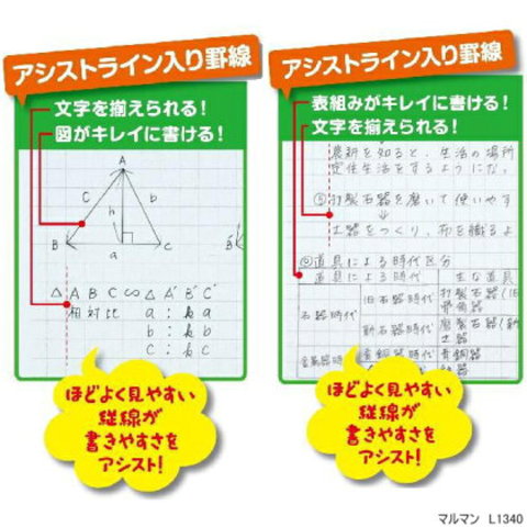 書きやすいルーズリーフ　A5　20穴　6mm罫アシストライン