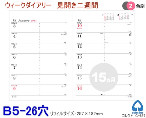 2020年ダイアリーリーフ ルーズリーフ B5サイズ26穴 C-857