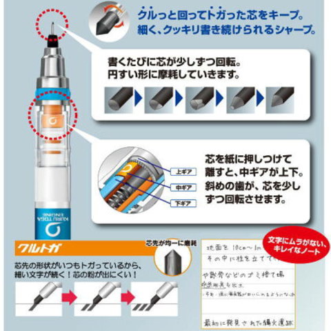 新色　クルトガ　0.5mm　芯が回ってとがり続けるシャープペン