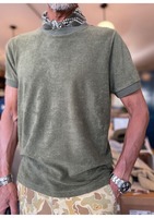 ZANONE　Cotton pile crew neck T-shirt(Army Green ＆ Beige)