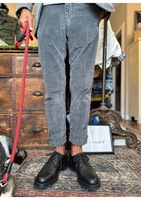 INCOTEX Slacks Bespoke Charcoal Gray Corduroy Trousers