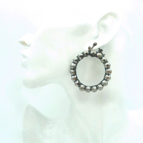 ループ　イヤリング／ピアス　MA009D　ヘマタイト　黒