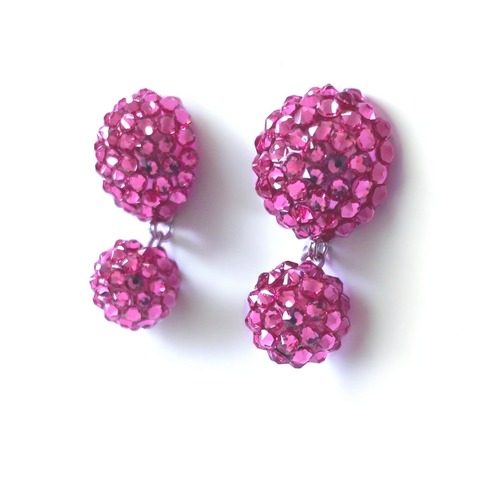 ミラーボール　イヤリング/ピアス　フューシャ　MME91F/MMP91F