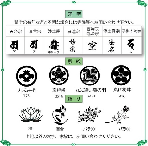 梵字・家紋・飾り