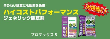 ハイパーXのハイコストパフォーマンスジェネリック除草剤ブロマックス5