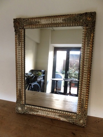 Mirror in wooden frame (White) - 木製フレーム入り鏡　ミラー -